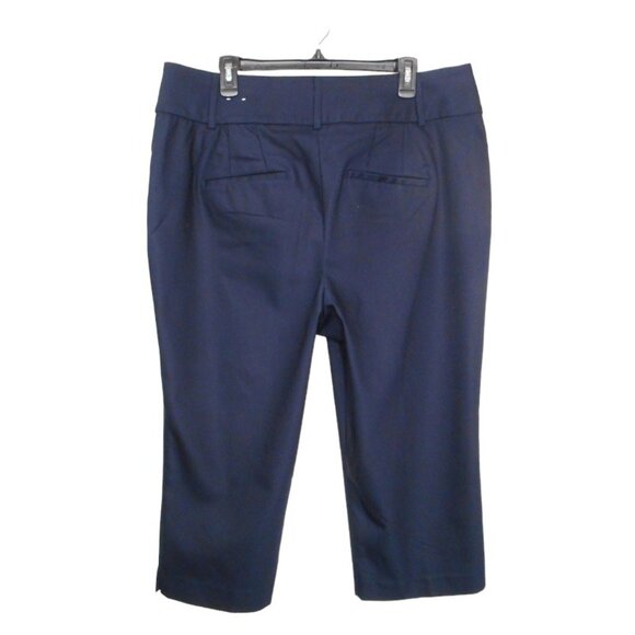 Lane Bryant Pants 16 Blue Cotton Blend Stretch Capri Pockets Slits Casual - Picture 2 of 12